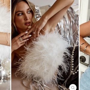 12th Tribe CHANEL WHITE FAUX FEATHER TOP size small